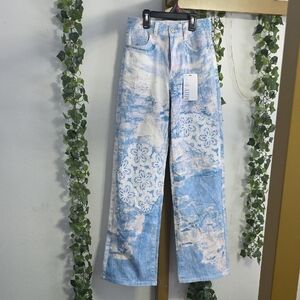 Nwt  Blue and Cream Patterned Jeans